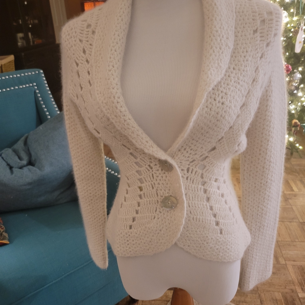 Anthropologie Cream Buttoned Cardigan